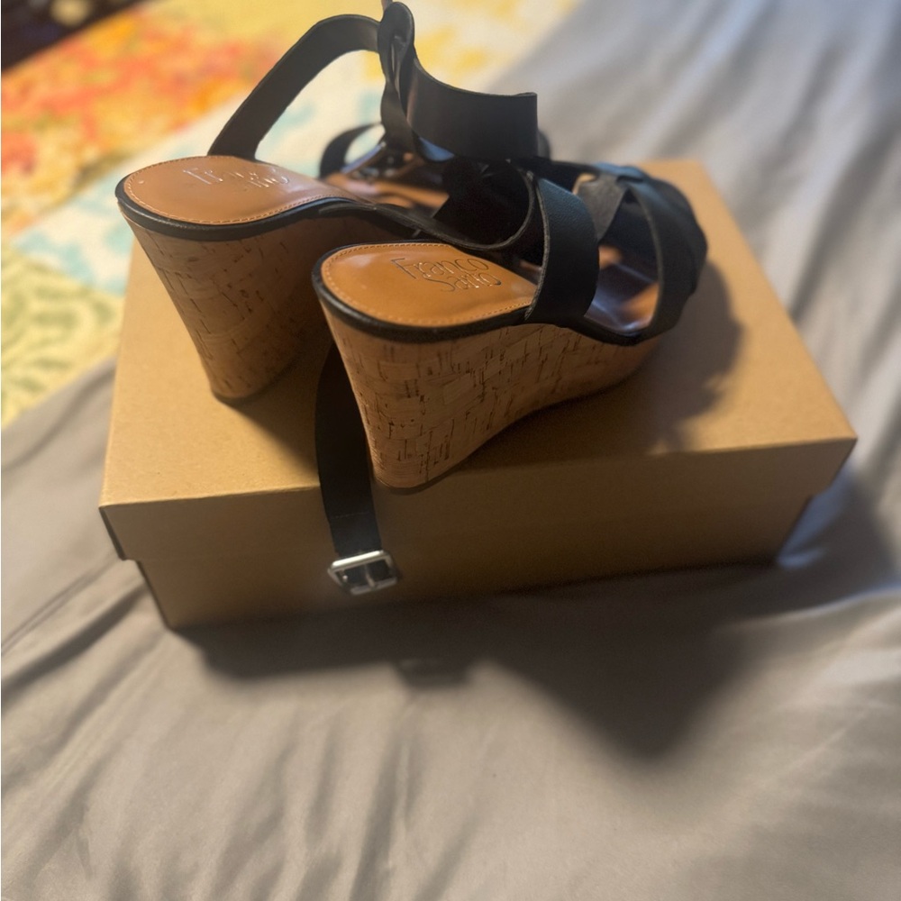 Black Wedge Sandals